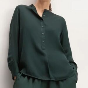 Everlane The Hammered Satin Popover Shirt Size 14